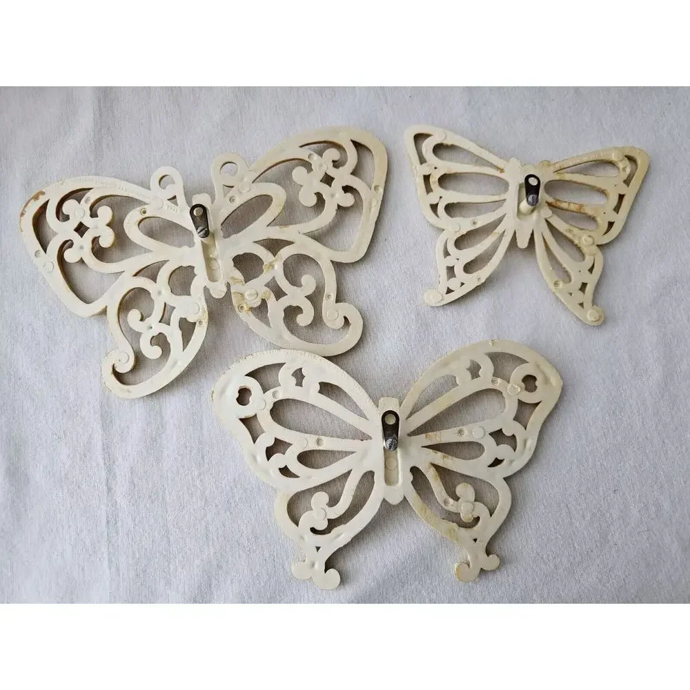 Vintage Homco Home Interiors Set of 3 Faux Wicker Butterflies Wall Hanging Decor